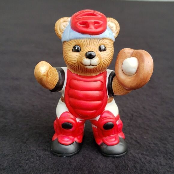 Vintage Homco Set of 3 Porcelain Baseball Bears Figurines #1403 - Picture 4 of 10